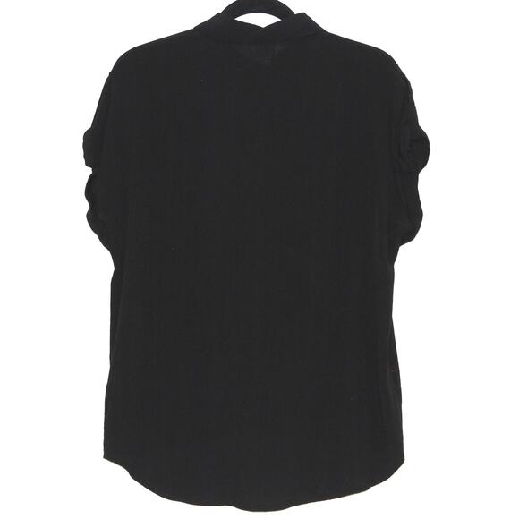 KOTON Black Short Sleeve Button Up Blouse Size Medium - Picture 4 of 5